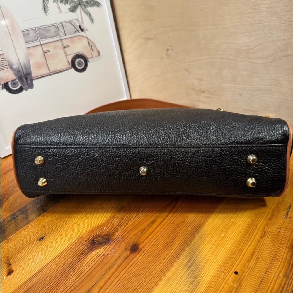Valentina made Italy Black Shoulder Bag with Tan Strap - Picture 7 of 12